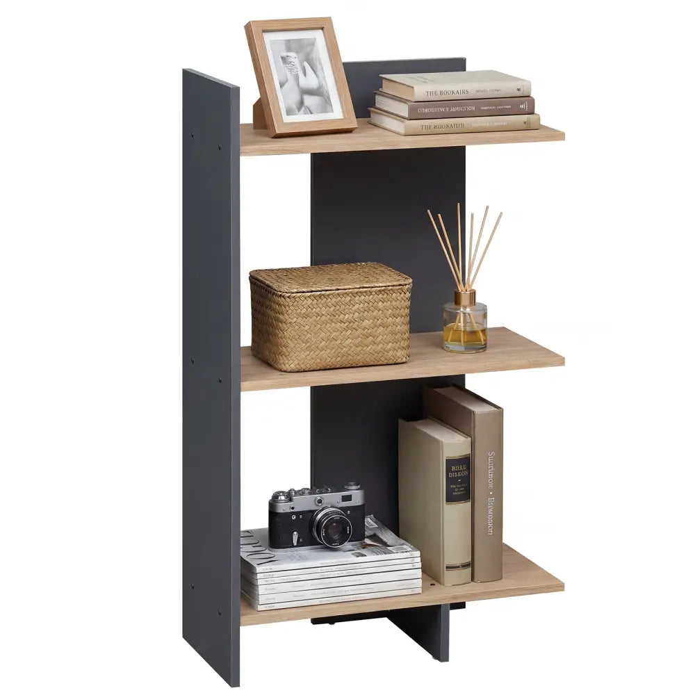 3 Tier Wooden Bookshelf with Anti-Tipping Kit-Oak - Oak - Bookcases