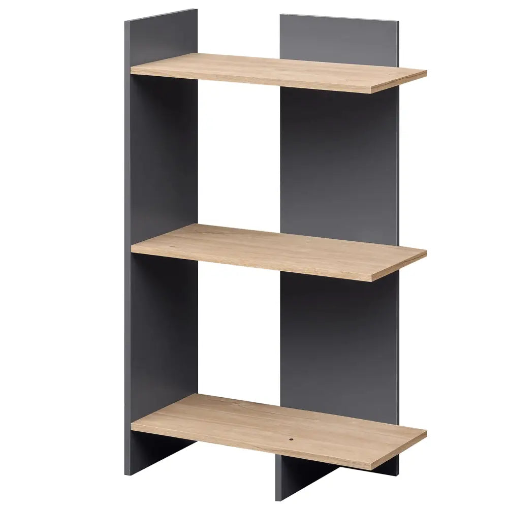 3 Tier Wooden Bookshelf with Anti-Tipping Kit-Oak - Oak - Bookcases