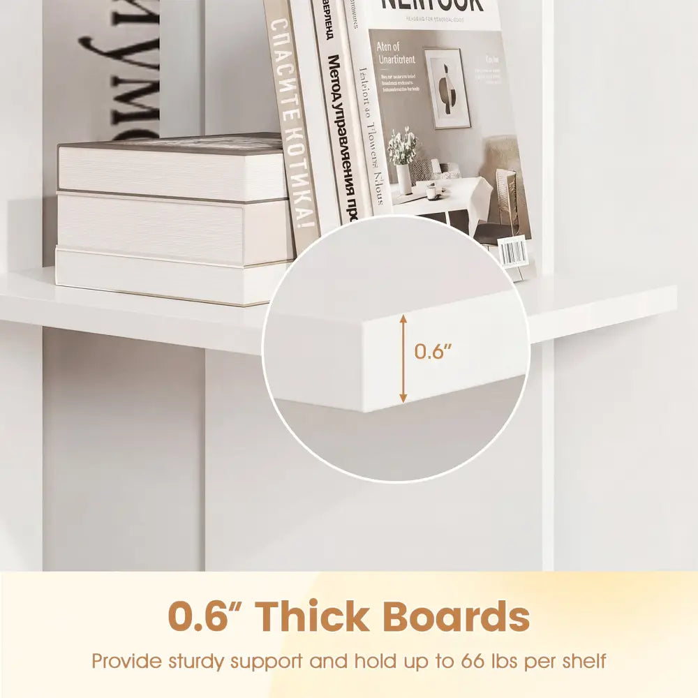 3 Tier Wooden Bookshelf with Anti-Tipping Kit-White - White - Bookcases