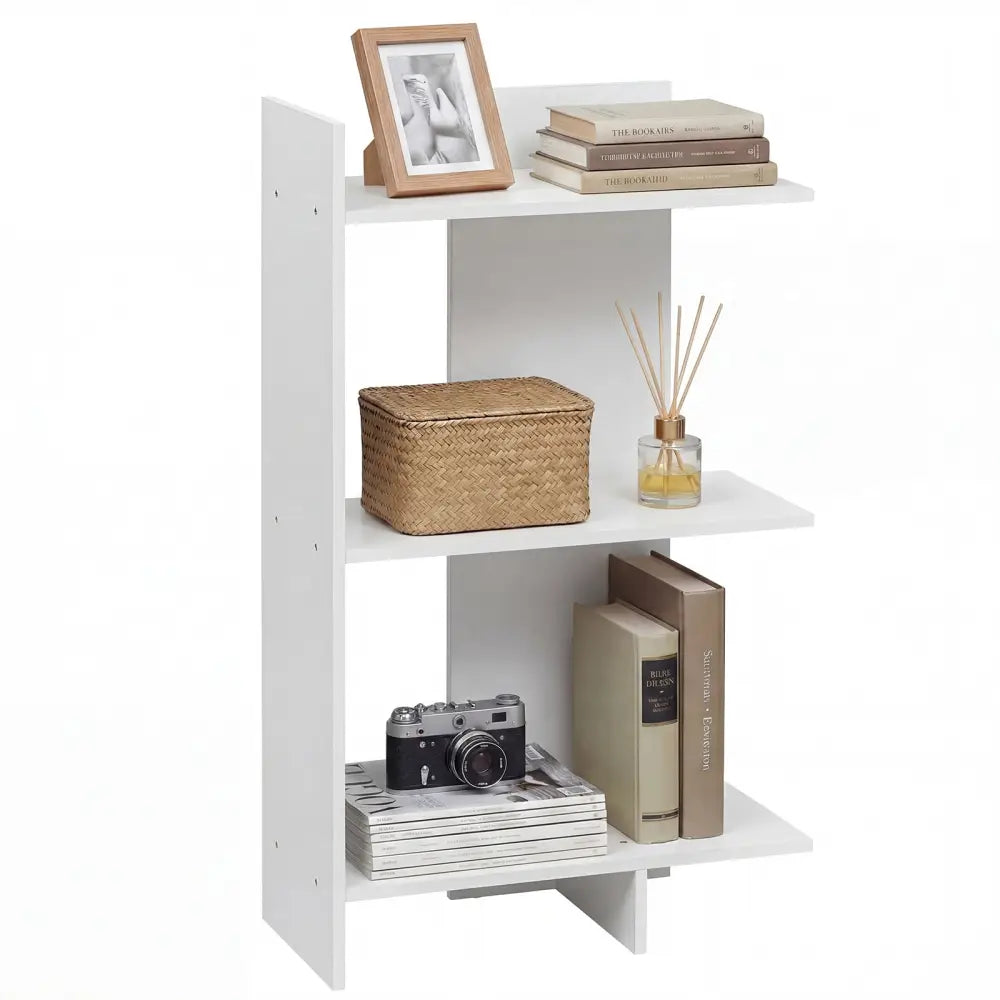 3 Tier Wooden Bookshelf with Anti-Tipping Kit-White - White - Bookcases