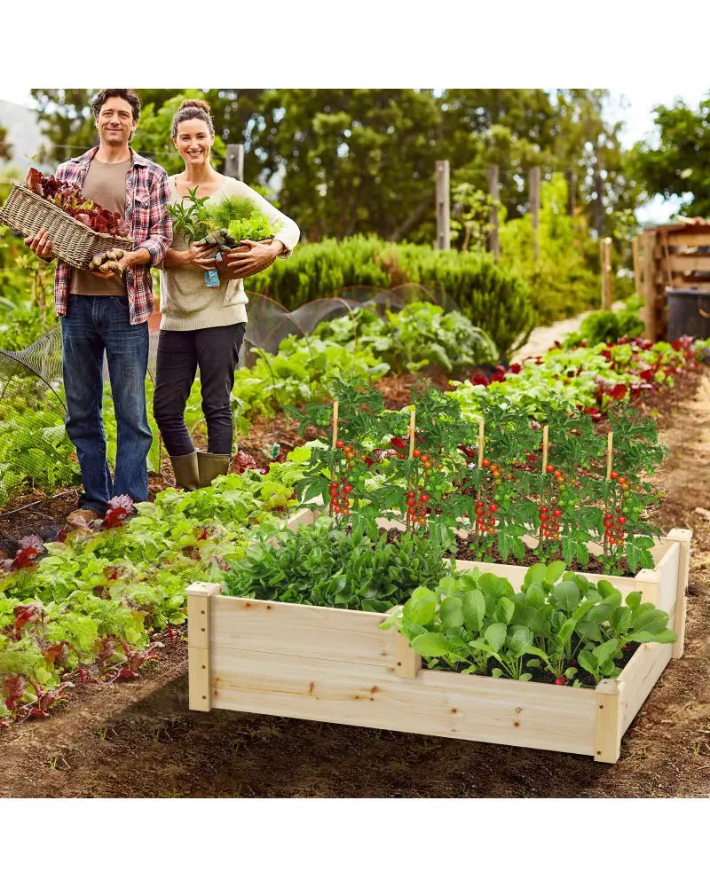 3-Tier Wooden Raised Garden Bed with Open-Ended Base-Natural - Natural - Raised Garden Beds