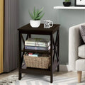 3-Tier X-Design Nightstands with Storage Shelves for Living Room Bedroom-Dark Brown - Dark Brown - End & Side Tables