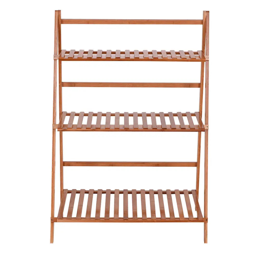 3 Tiers Outdoor Stand Bamboo Flower Pot Shelf - Natural - Plant Stands