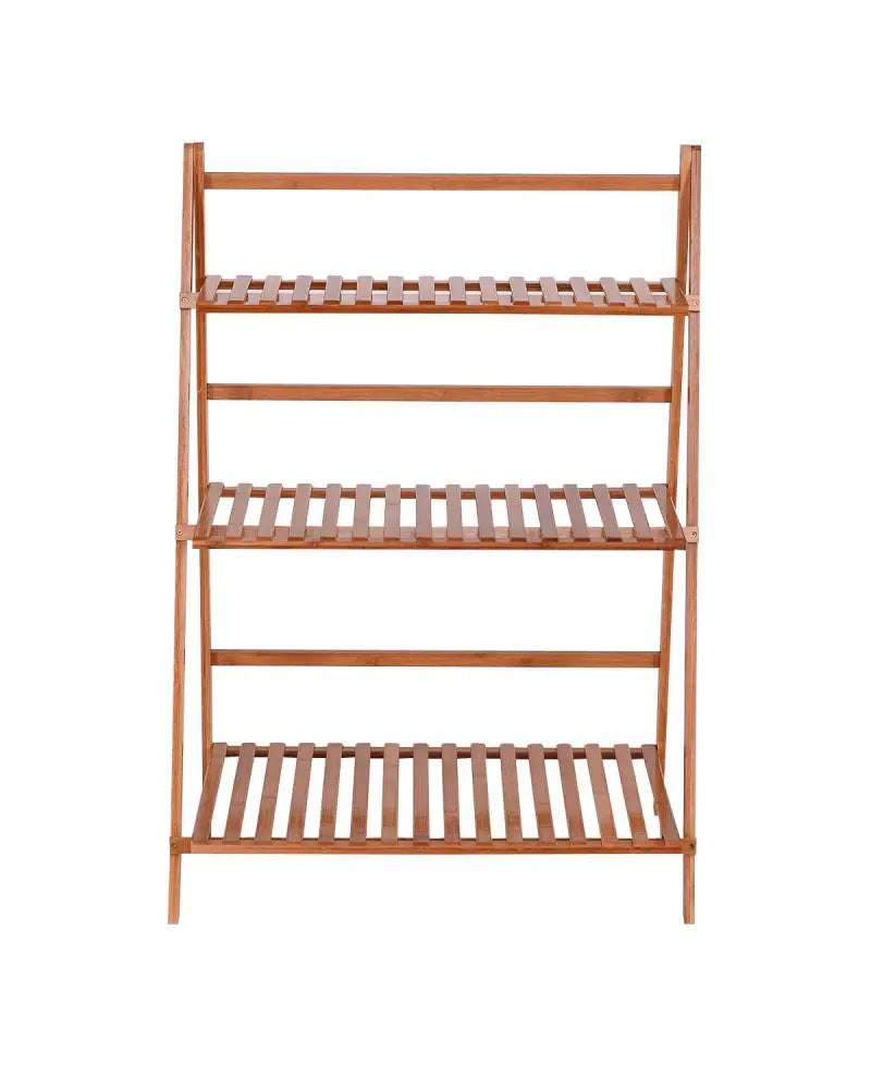3 Tiers Outdoor Stand Bamboo Flower Pot Shelf - Natural - Plant Stands