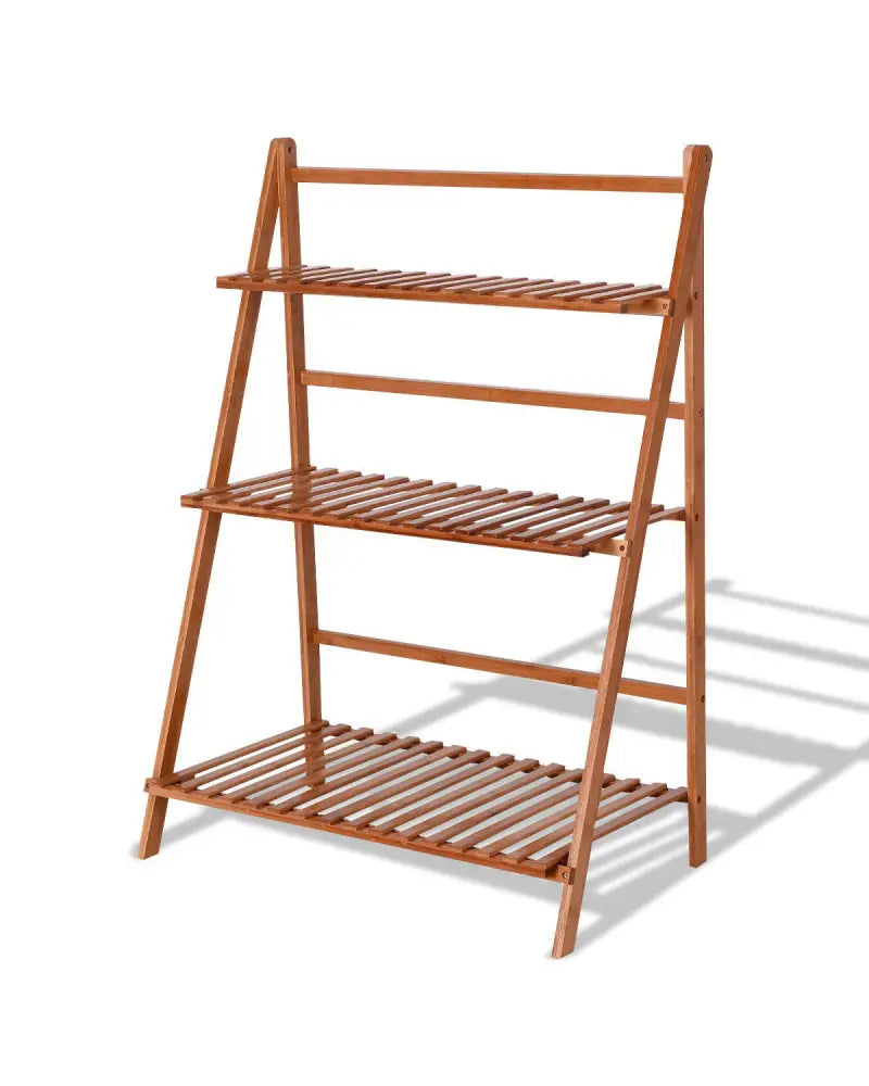 3 Tiers Outdoor Stand Bamboo Flower Pot Shelf - Natural - Plant Stands