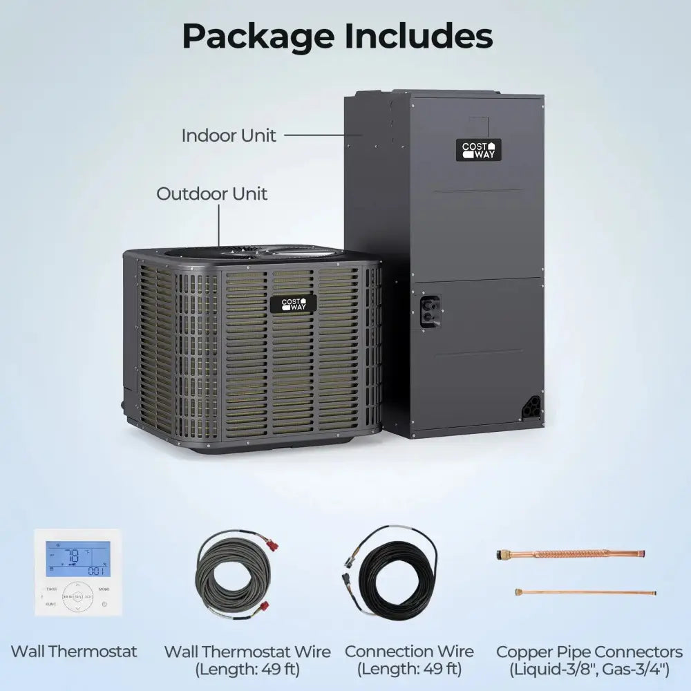 3 Ton 19 SEER2 High-Performance Heat Pump System (Operates down to -15°C) Costway
