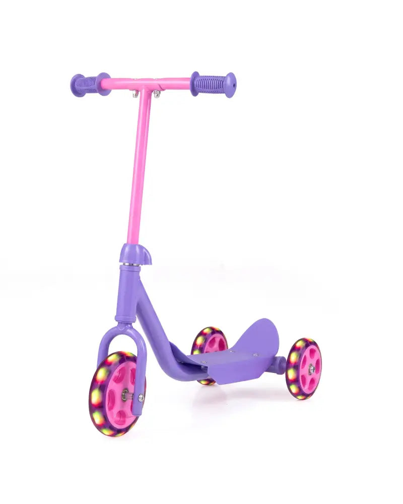 3 Wheels Scooter for Kids Age 2+ with LED Light-Up Wheels and Wide Anti-Slip Deck-Purple - Purple - Scooters