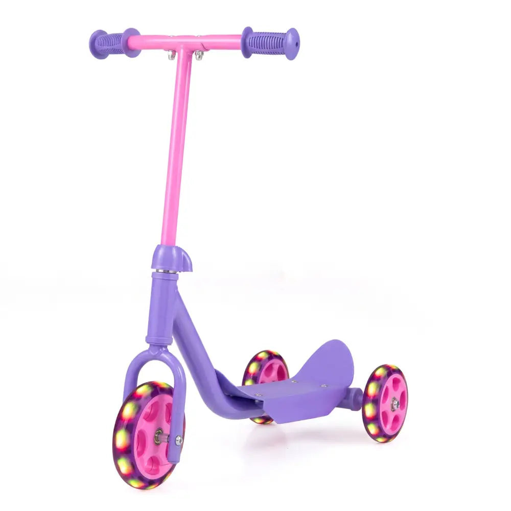 3 Wheels Scooter for Kids Age 2+ with LED Light-Up Wheels and Wide Anti-Slip Deck-Purple - Purple - Scooters