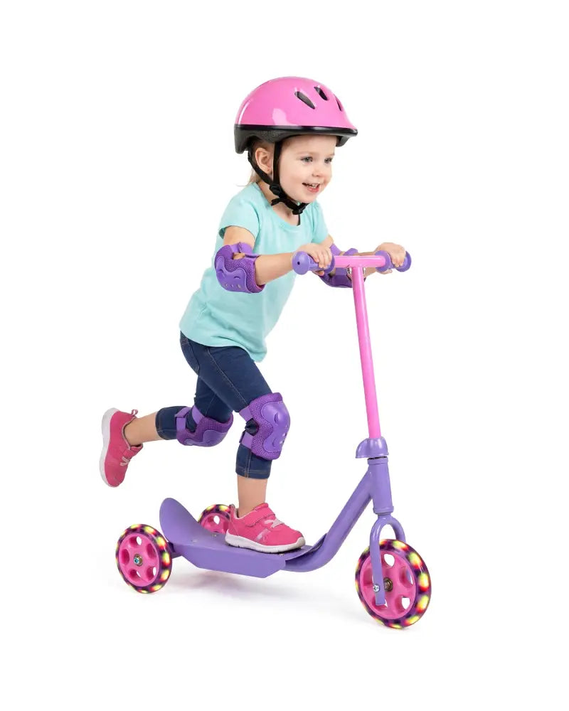 3 Wheels Scooter for Kids Age 2+ with LED Light-Up Wheels and Wide Anti-Slip Deck-Purple - Purple - Scooters