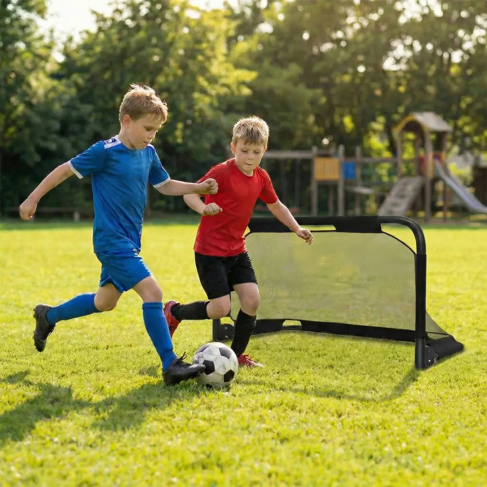 3 x 2 FT Portable Pop-up Football Training Equipment with Net - Black - Sport Equipments