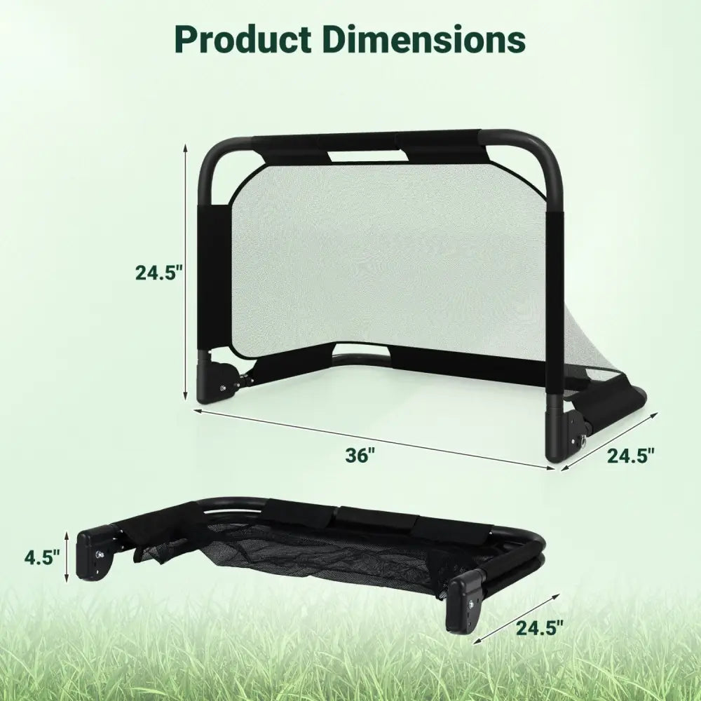 3 x 2 FT Portable Pop-up Football Training Equipment with Net - Black - Sport Equipments