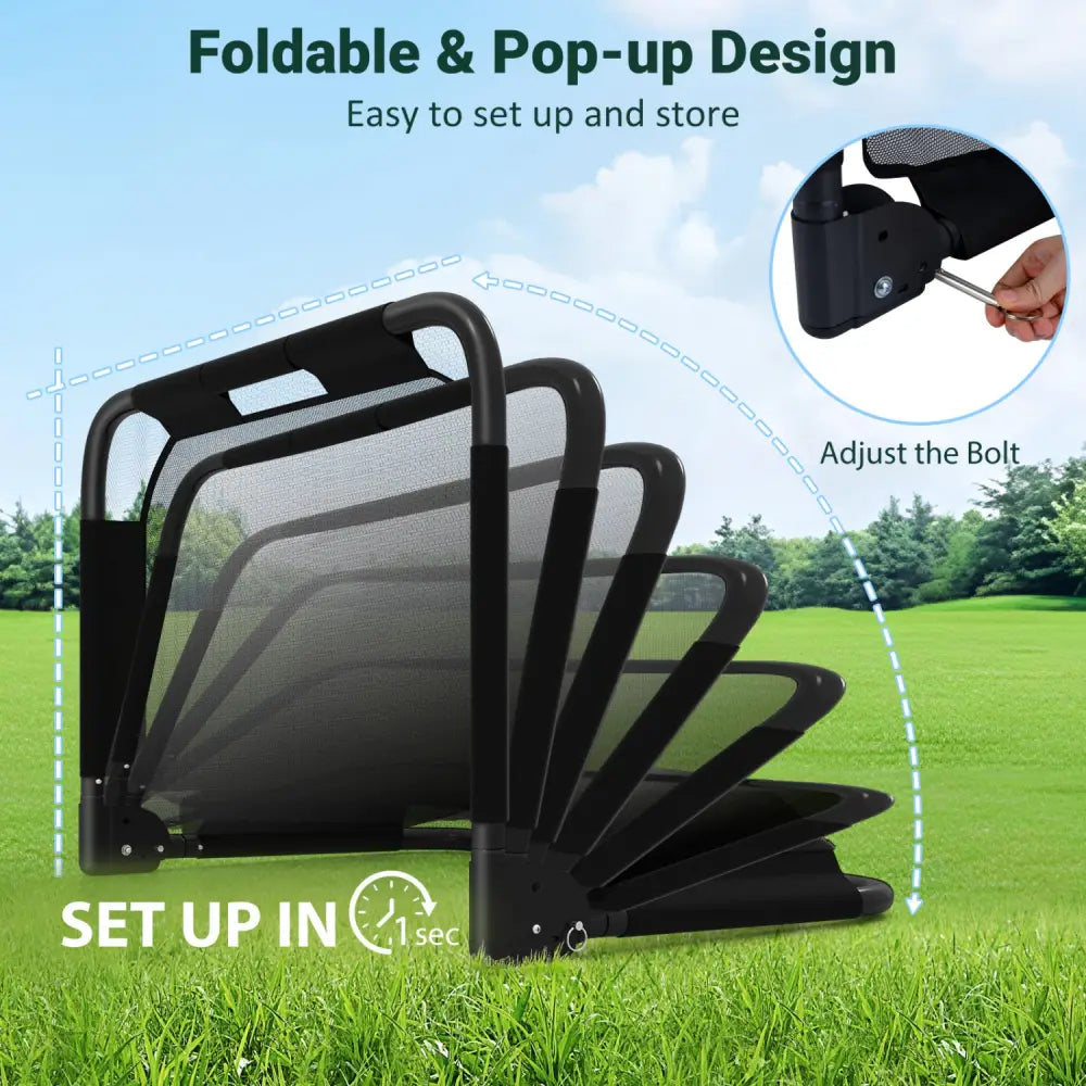 3 x 2 FT Portable Pop-up Football Training Equipment with Net - Black - Sport Equipments