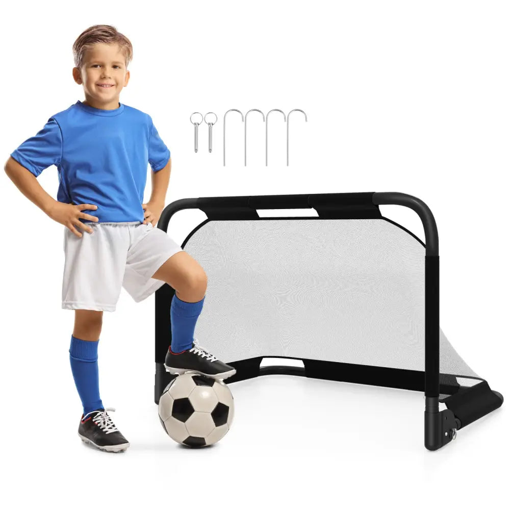 3 x 2 FT Portable Pop-up Football Training Equipment with Net - Black - Sport Equipments