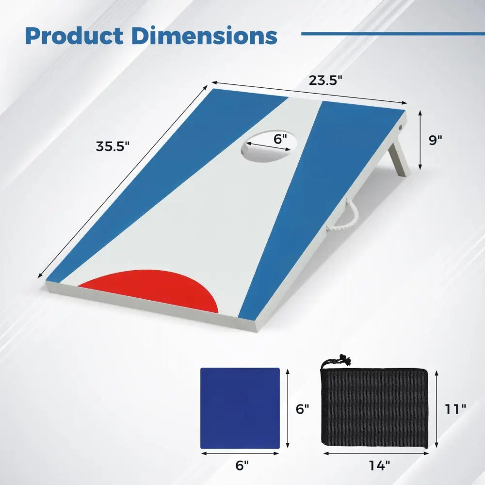 3 x 2FT Cornhole Board Set Portable Cornhole Board with Foldable Legs and Side Handle-Blue - Blue - Game Room