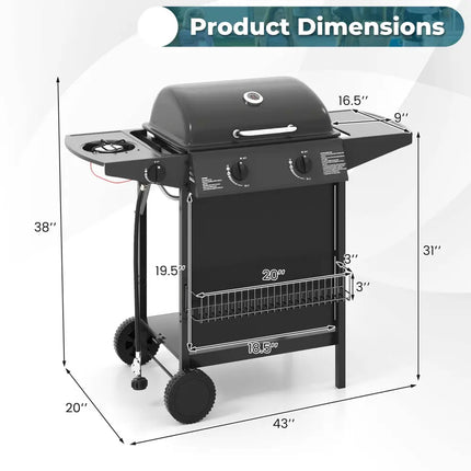 30 000 BTU Outdoor Burner Propane Gas Grill on Wheels-Black - Black - Outdoor Grills