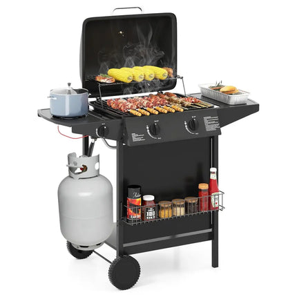 30 000 BTU Outdoor Burner Propane Gas Grill on Wheels-Black - Black - Outdoor Grills
