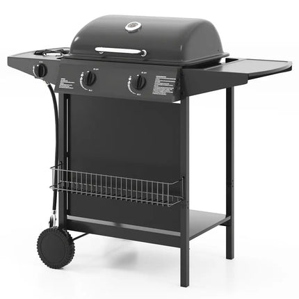 30 000 BTU Outdoor Burner Propane Gas Grill on Wheels-Black - Black - Outdoor Grills