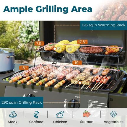 30 000 BTU Outdoor Burner Propane Gas Grill on Wheels-Black - Black - Outdoor Grills