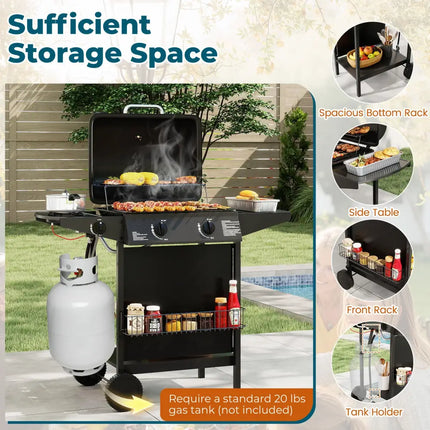 30 000 BTU Outdoor Burner Propane Gas Grill on Wheels-Black - Black - Outdoor Grills