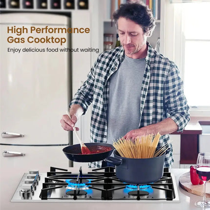 30/36 Inch Gas Cooktop with 4/6 Powerful Burners and ABS Knobs-30 inches Costway