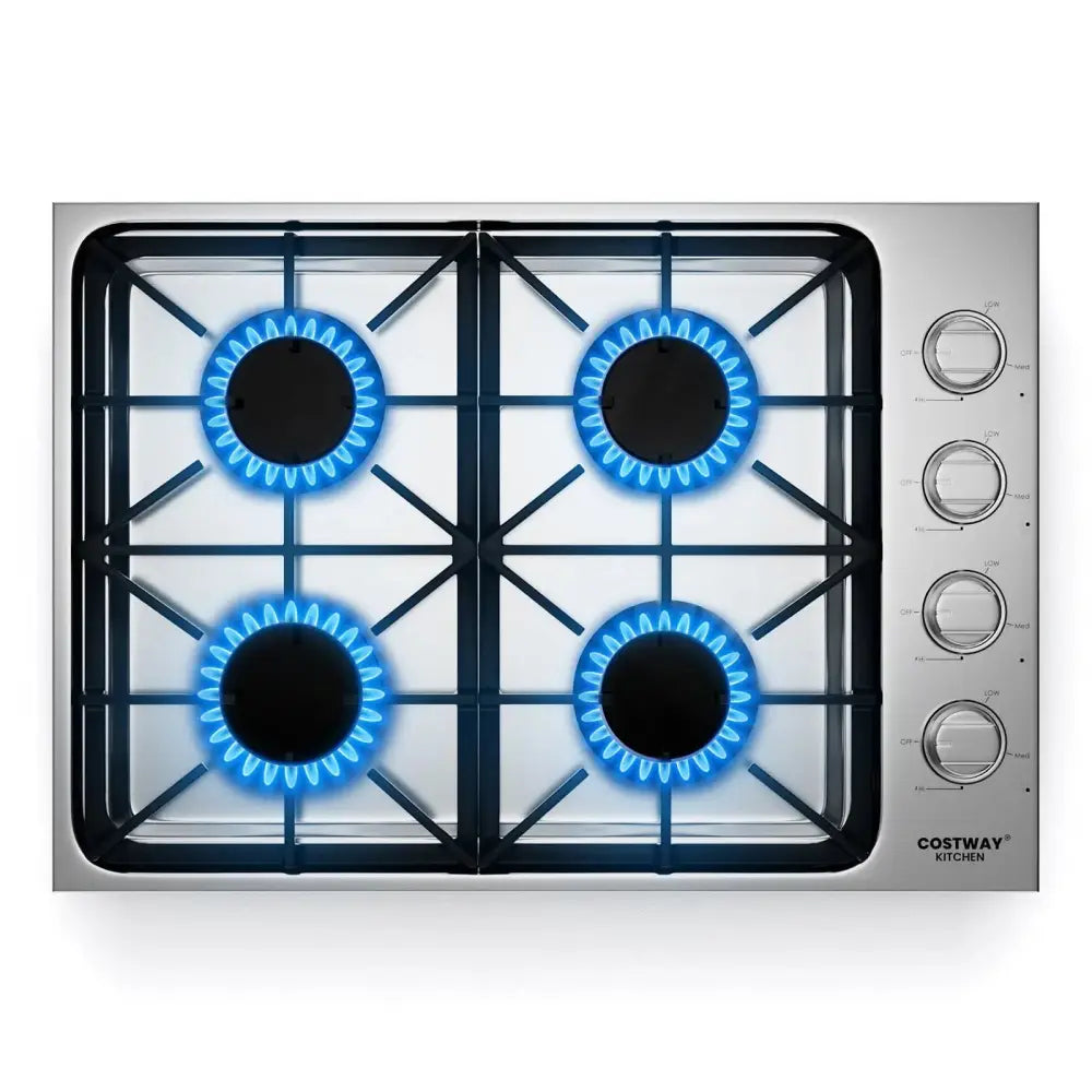 30/36 Inch Gas Cooktop with 4/6 Powerful Burners and ABS Knobs-30 inches Costway