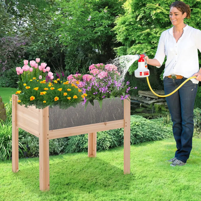 30/47 Inch Wooden Raised Garden Bed-S - Natural - Raised Garden Beds