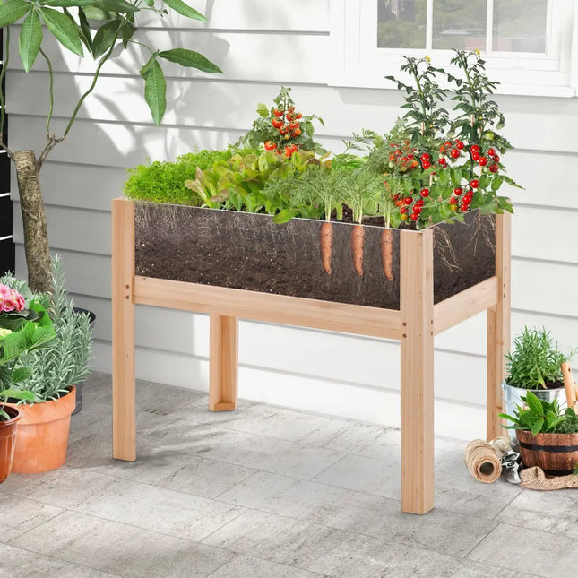 30/47 Inch Wooden Raised Garden Bed-S - Natural - Raised Garden Beds