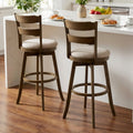 30.5 Inch Swivel Barstools with Backrest & Upholstered Seat-Set of 2 - Taupe - Bar Stools