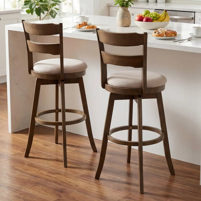 30.5 Inch Swivel Barstools with Backrest & Upholstered Seat-Set of 2 Costway