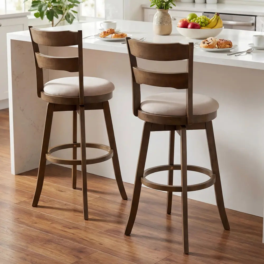 30.5 Inch Swivel Barstools with Backrest & Upholstered Seat-Set of 2 Costway