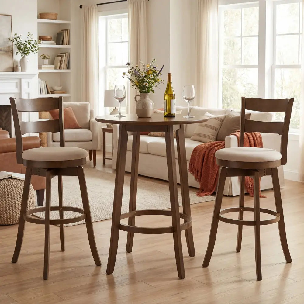 30.5 Inch Swivel Barstools with Backrest & Upholstered Seat-Set of 2 Costway