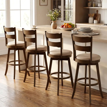 30.5 Inch Swivel Barstools with Backrest & Upholstered Seat-Set of 2 Costway