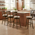 30.5 Inch Swivel Barstools with Backrest & Upholstered Seat-Set of 4 - Taupe - Bar Stools