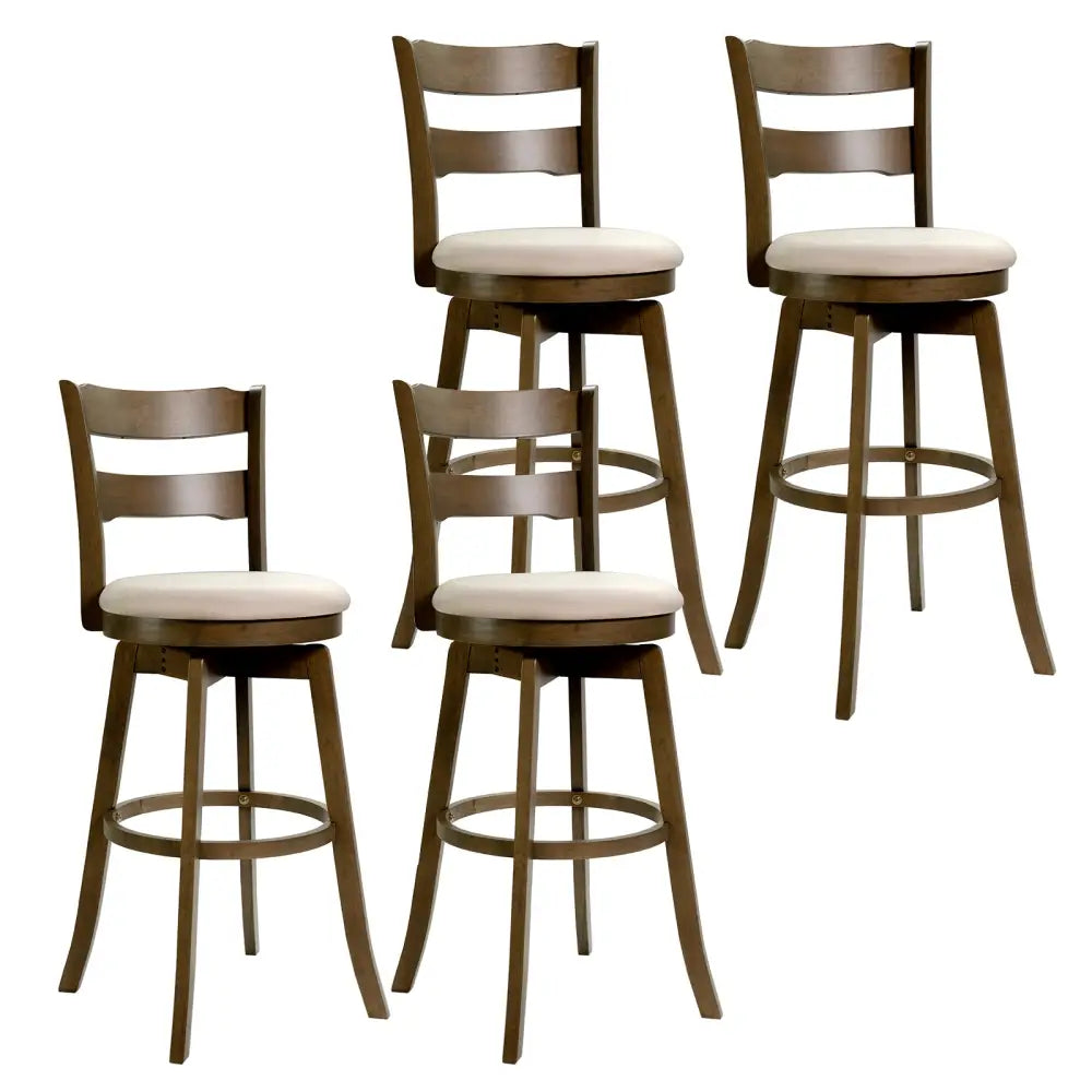 30.5 Inch Swivel Barstools with Backrest & Upholstered Seat-Set of 4 - Taupe - Bar Stools