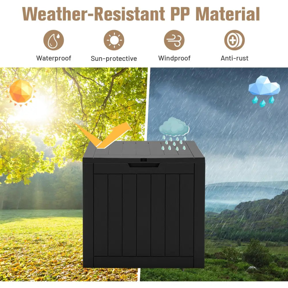 30 Gallon Deck Box Storage Seating Container-Light Brown - Black - Sheds & Outdoor Storage