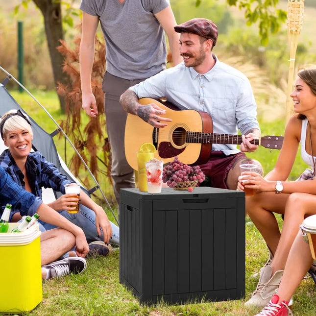 30 Gallon Deck Box Storage Seating Container-Light Brown - Black - Sheds & Outdoor Storage