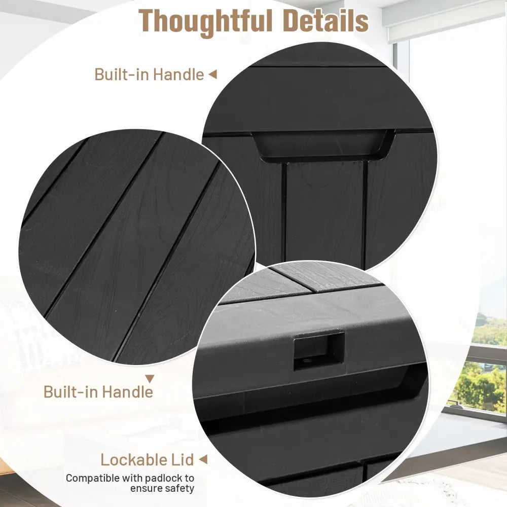 30 Gallon Deck Box Storage Seating Container-Light Brown - Black - Sheds & Outdoor Storage
