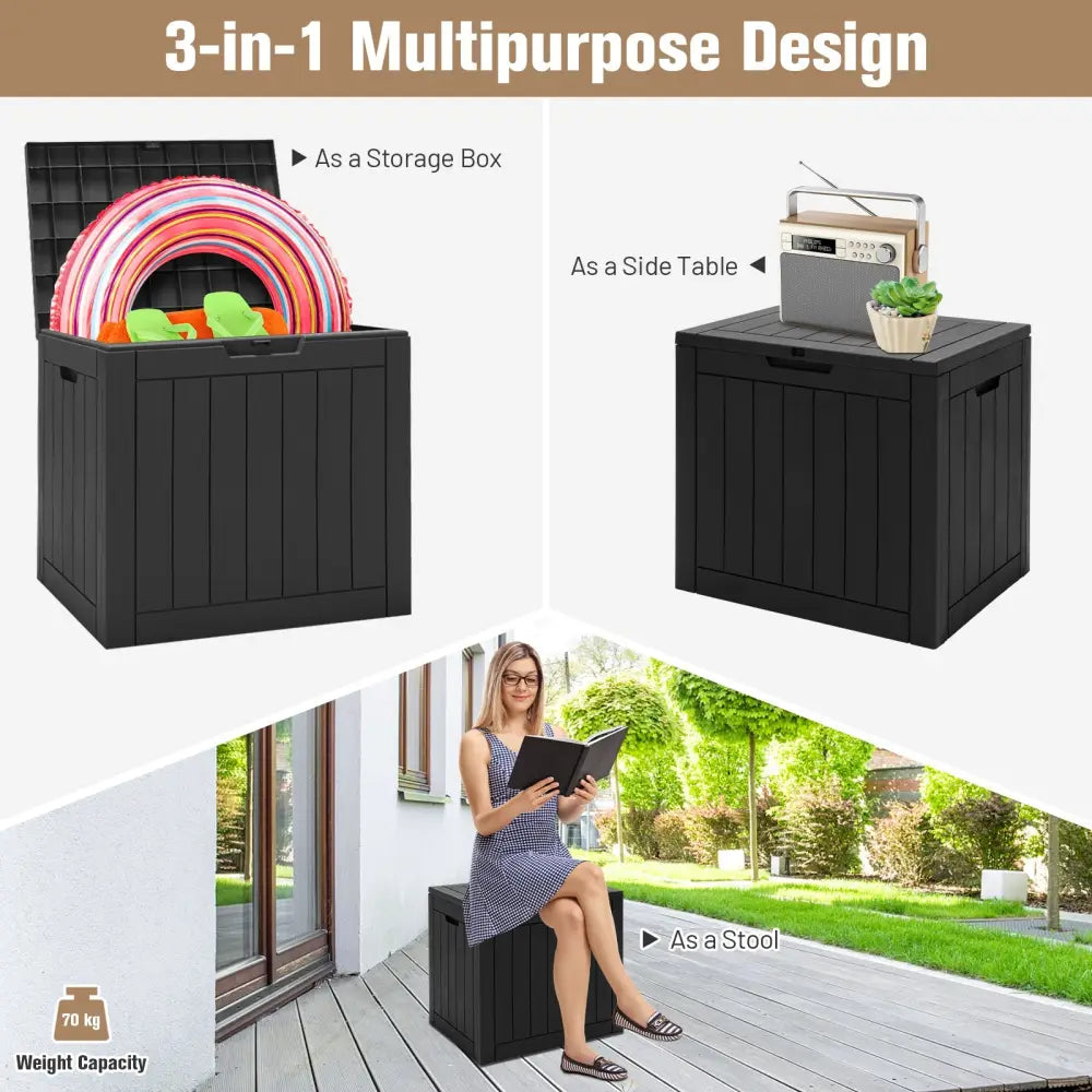 30 Gallon Deck Box Storage Seating Container-Light Brown - Black - Sheds & Outdoor Storage