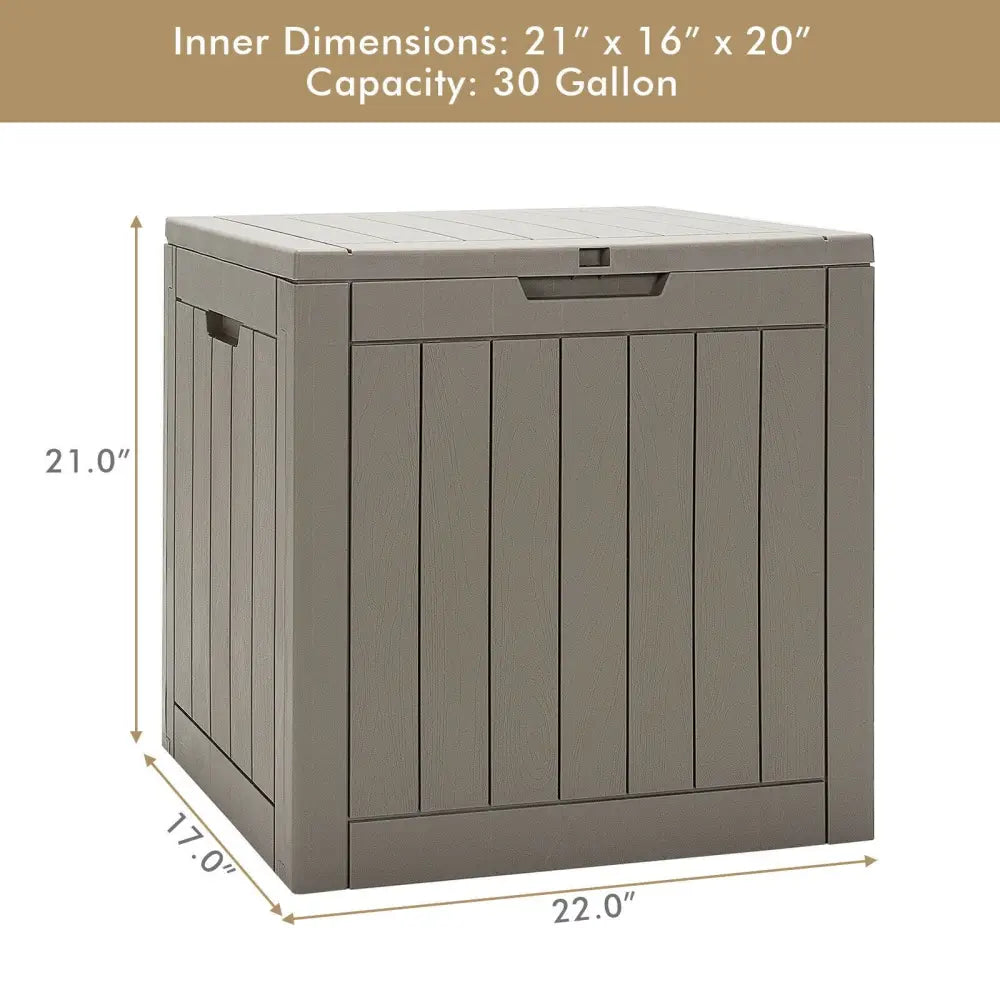 30 Gallon Deck Box Storage Seating Container with Lockable Lid-Light Brown - Light Brown - Sheds & Outdoor Storage