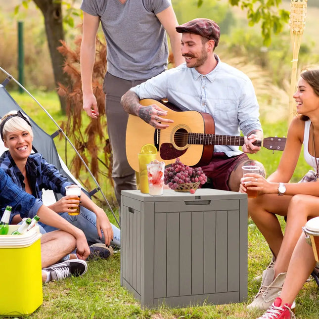 30 Gallon Deck Box Storage Seating Container with Lockable Lid-Light Brown - Light Brown - Sheds & Outdoor Storage