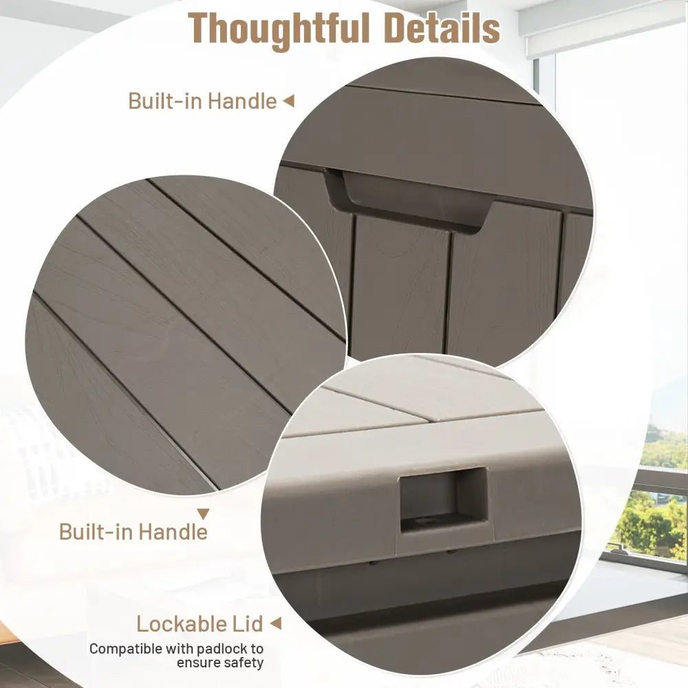 30 Gallon Deck Box Storage Seating Container with Lockable Lid-Light Brown - Light Brown - Sheds & Outdoor Storage