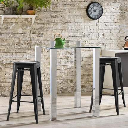 30 Inch Bar Stools Set of 4 with Square Seat and Handling Hole-Black Costway
