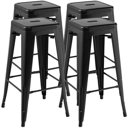 30 Inch Bar Stools Set of 4 with Square Seat and Handling Hole-Black Costway