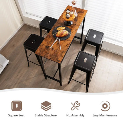 30 Inch Bar Stools Set of 4 with Square Seat and Handling Hole-Black Costway