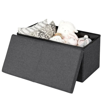 30 Inch Folding Storage Ottoman with Lift Top-Dark Gray - Dark Gray - Shoe Racks & Storage Benches