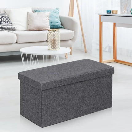 30 Inch Folding Storage Ottoman with Lift Top-Dark Gray - Dark Gray - Shoe Racks & Storage Benches