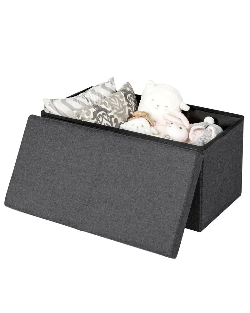 30 Inch Folding Storage Ottoman with Lift Top-Dark Gray - Dark Gray - Shoe Racks & Storage Benches