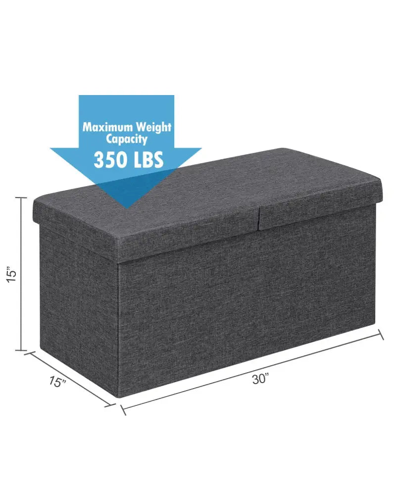30 Inch Folding Storage Ottoman with Lift Top-Dark Gray - Dark Gray - Shoe Racks & Storage Benches