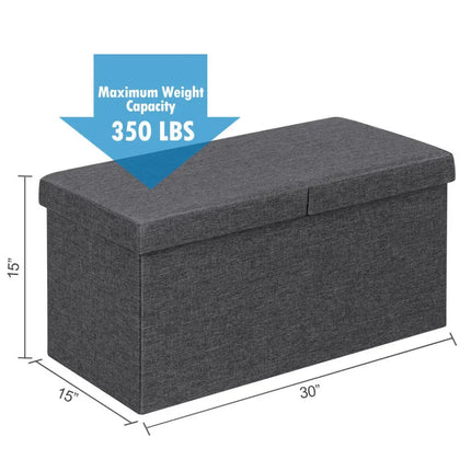 30 Inch Folding Storage Ottoman with Lift Top-Dark Gray - Dark Gray - Shoe Racks & Storage Benches