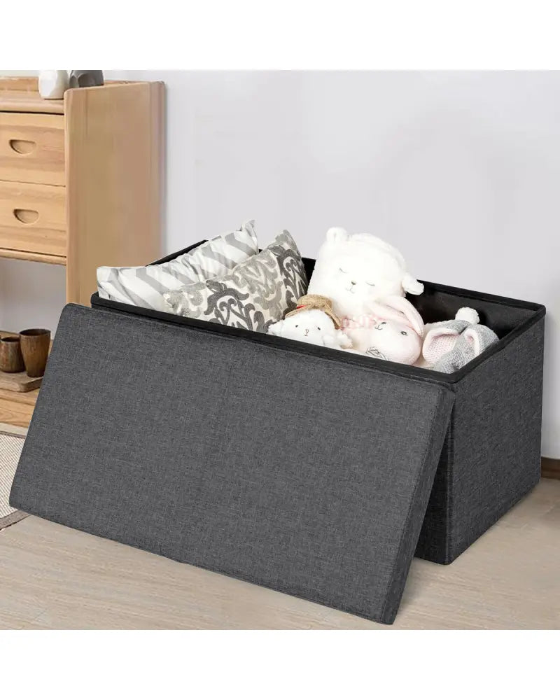 30 Inch Folding Storage Ottoman with Lift Top-Dark Gray - Dark Gray - Shoe Racks & Storage Benches
